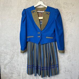 Vntg Alphorn German Dirndl Trachten Jacket Skirt Set Sz 40 Bavarian Oktoberfest